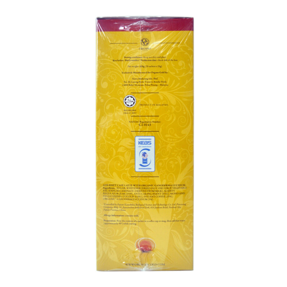 Organo Gold Cafe Latte Ganoderma Lucidum Gourmet Coffee 1 box (20 sachet)